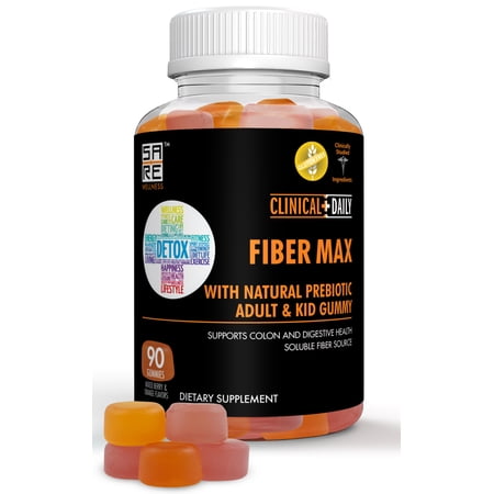 Clinical Daily Fiber Gummies for Adults Kids Vegan Prebiotic Gummy Supplement 90 Count