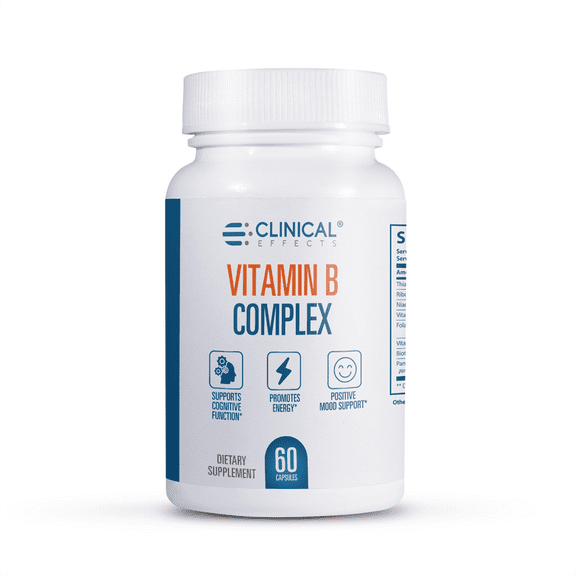Clinical Effects Vitamin B Complex for Cognitive, Energy and Mood Support - 60 Capsules - Made in The USA