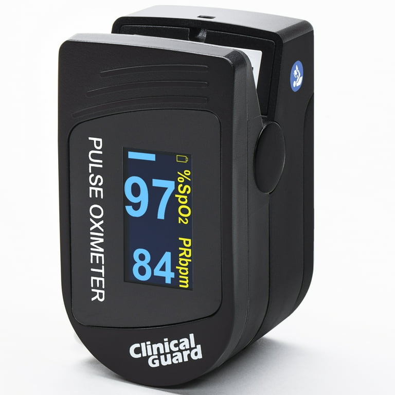 Clinical Guard CMS 500S Deluxe Fingertip Pulse Oximeter Blood Oxygen Saturation Monitor with Heart Rate Tracker OLED Display Silicon Cover Case Midnight Black Walmart