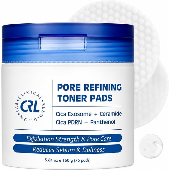 Clinical Resolution Pore Refining Toner Pads, AHA BHA Salicylic Acid & Niacinamide, Dual-Sided Exfoliating Facial Pads, 75 Count