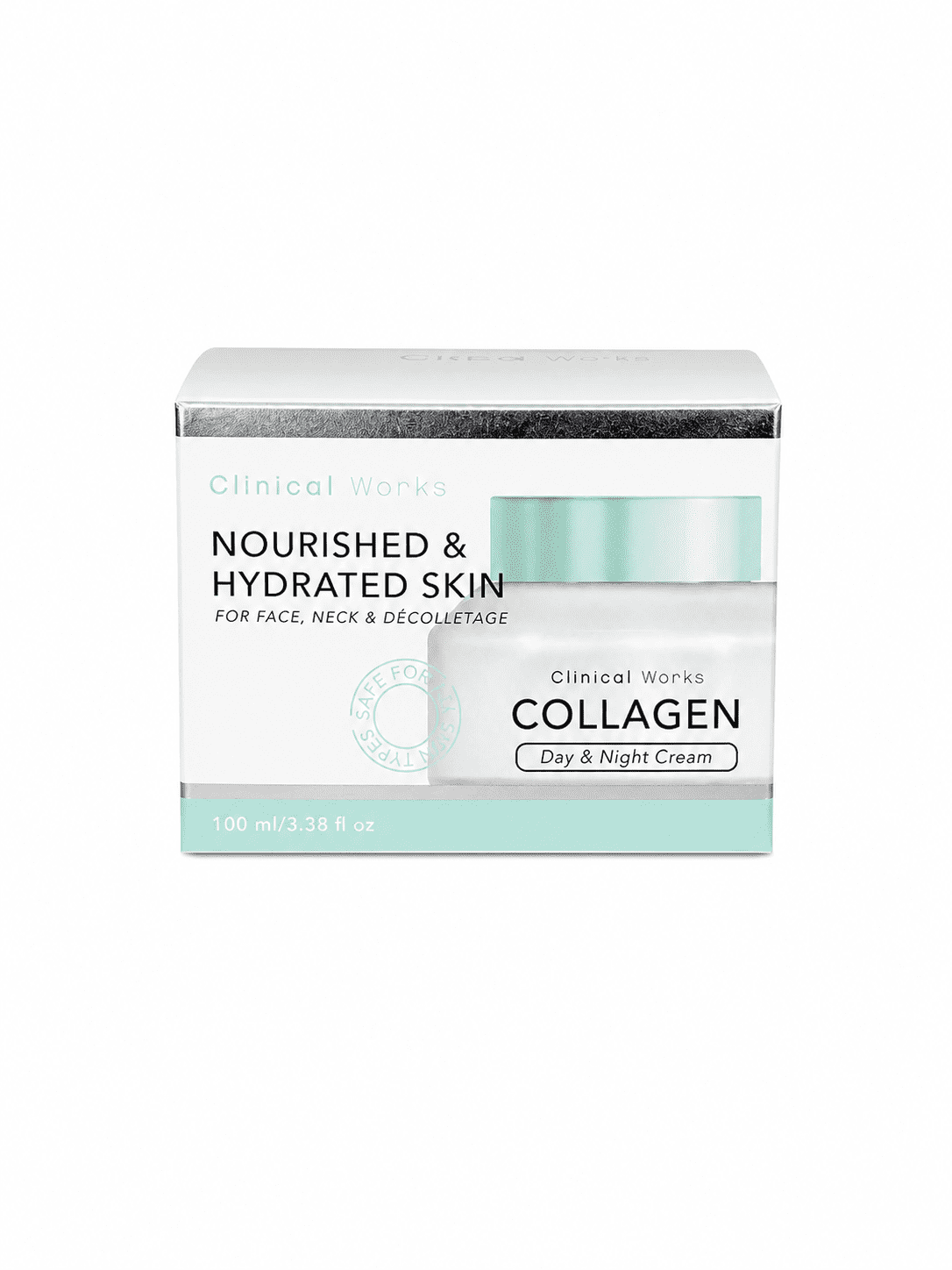 Clinical Works Collagen Day & Night Cream, Hydrating Anti-Aging Face Moisturizer, 3.38 fl oz