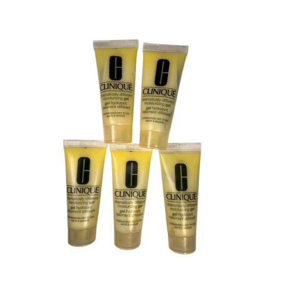 Clinique 3-Step Dramatically Different Moisturizing Gel | Oil-Free | Face Moisturizer for Combination Oily to Oily 0.5 Ounce Each 5 Pack