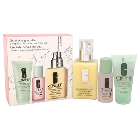 Clinique 3 Step Skin Care Introduction Kit, Combination Oily Skin Type for Unisex 3 ea