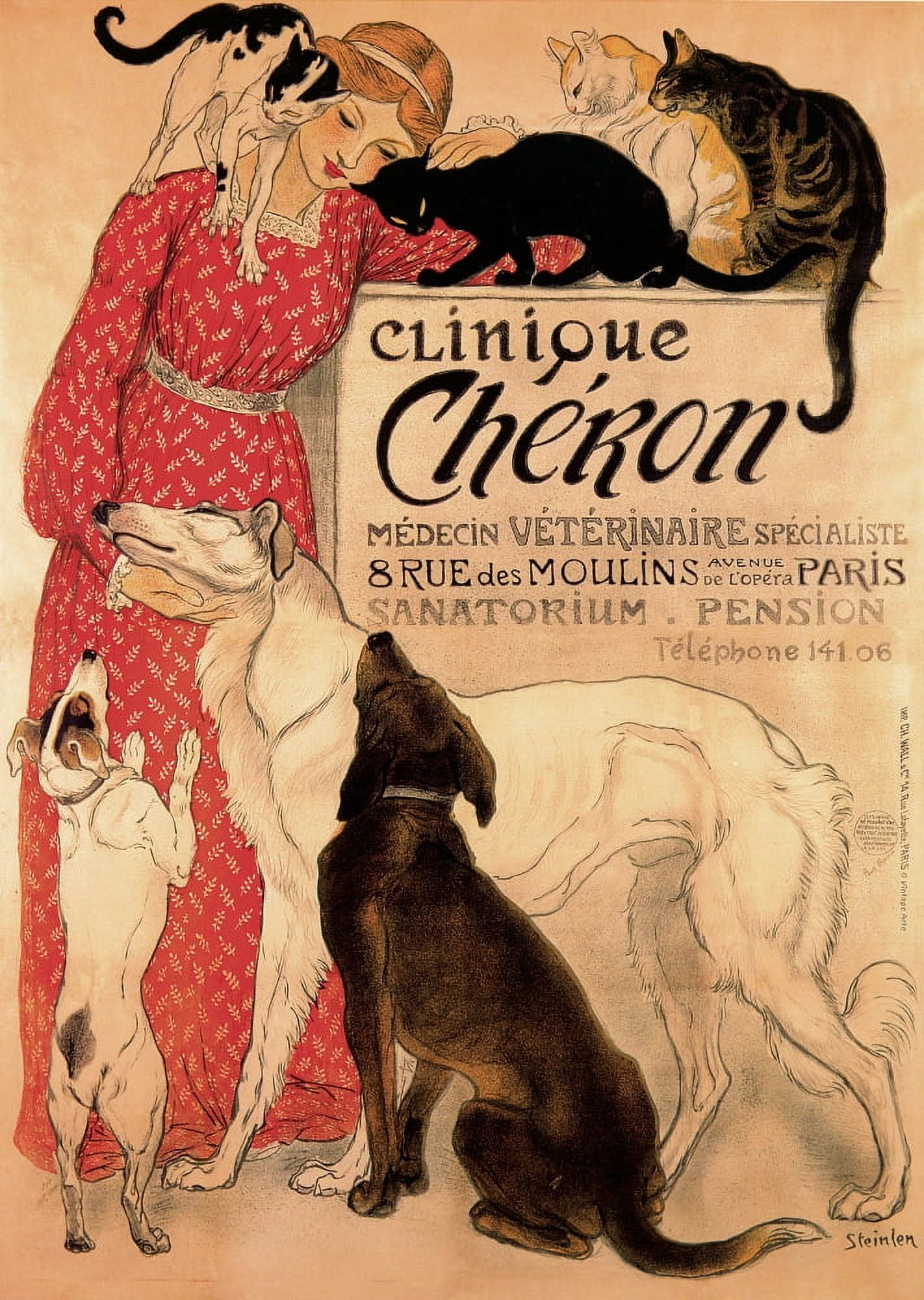 Clinique Cheron 1905 Canvas Art - Thophile Steinlen (18 x 24)