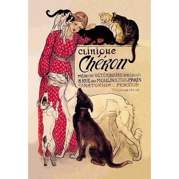 Clinique Cheron - Veterinary Medicine & Hotel Poster Print by Theophile Alexandre Steinlen (24 x 36)