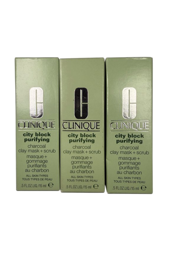 City Black Purifying Charcoal Clay Mask + Scrub 0.5 fl. oz / 15 ml, Total 3 Pack
