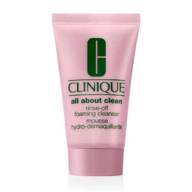 Clinique All About Clean Rinse-Off Foaming Facial Cleanser With Hyaluronic Acid + Glycerin For Oily Skin Types | Dissolves Makeup + Sunscreen, Mini Travel Size, 1 fl. oz.