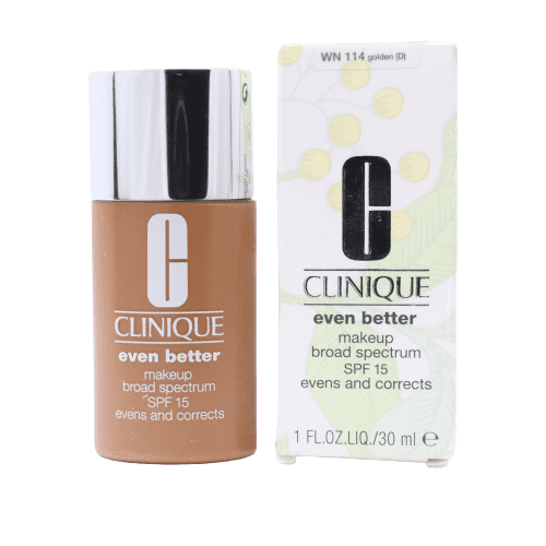 CLINIQUE EVEN BETTER FOUNDATION 1.0 OZ CN 114 GOLDEN (D) CLINIQUE/EVEN BETTER MAKEUP CN 114 GOLDEN (D) 1.0 OZ (30 ML) EVENS AND CORRECTS. SPF 15 COOL NEUTRAL UNDERTONE