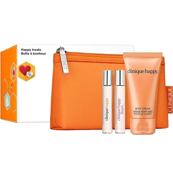 Clinique Limited Edition Happy Treats 4 Piece Gift Set Orange Bag