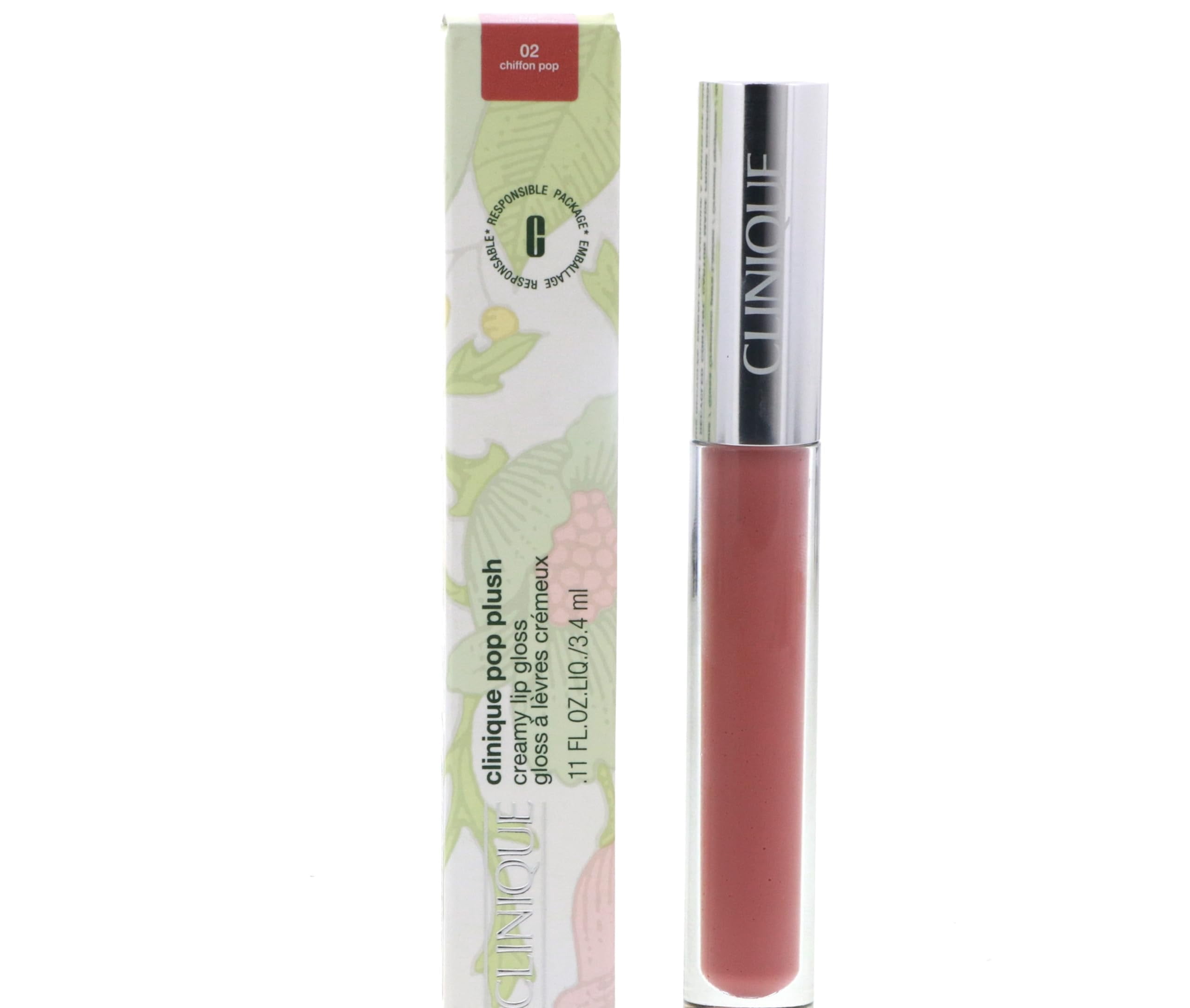 Clinique Pop Plush Creamy Lip Gloss, 02 Chiffon Pop, 0.11 oz