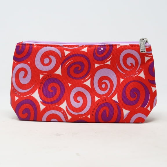 Clinique Red/Purple Swirl Print Cosmetic Bag  / New