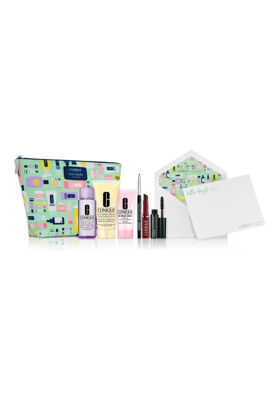 Skincare Makeup 8 Pcs Gift Set Green Lipstick Bag Designed By Kate Spade Ny