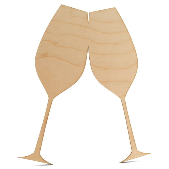 Clinking Champagne Glasses Cutout 20-inch, Pack of 1 Unfinished Wood Door Hangers and New Years Party Décor, by Woodpeckers