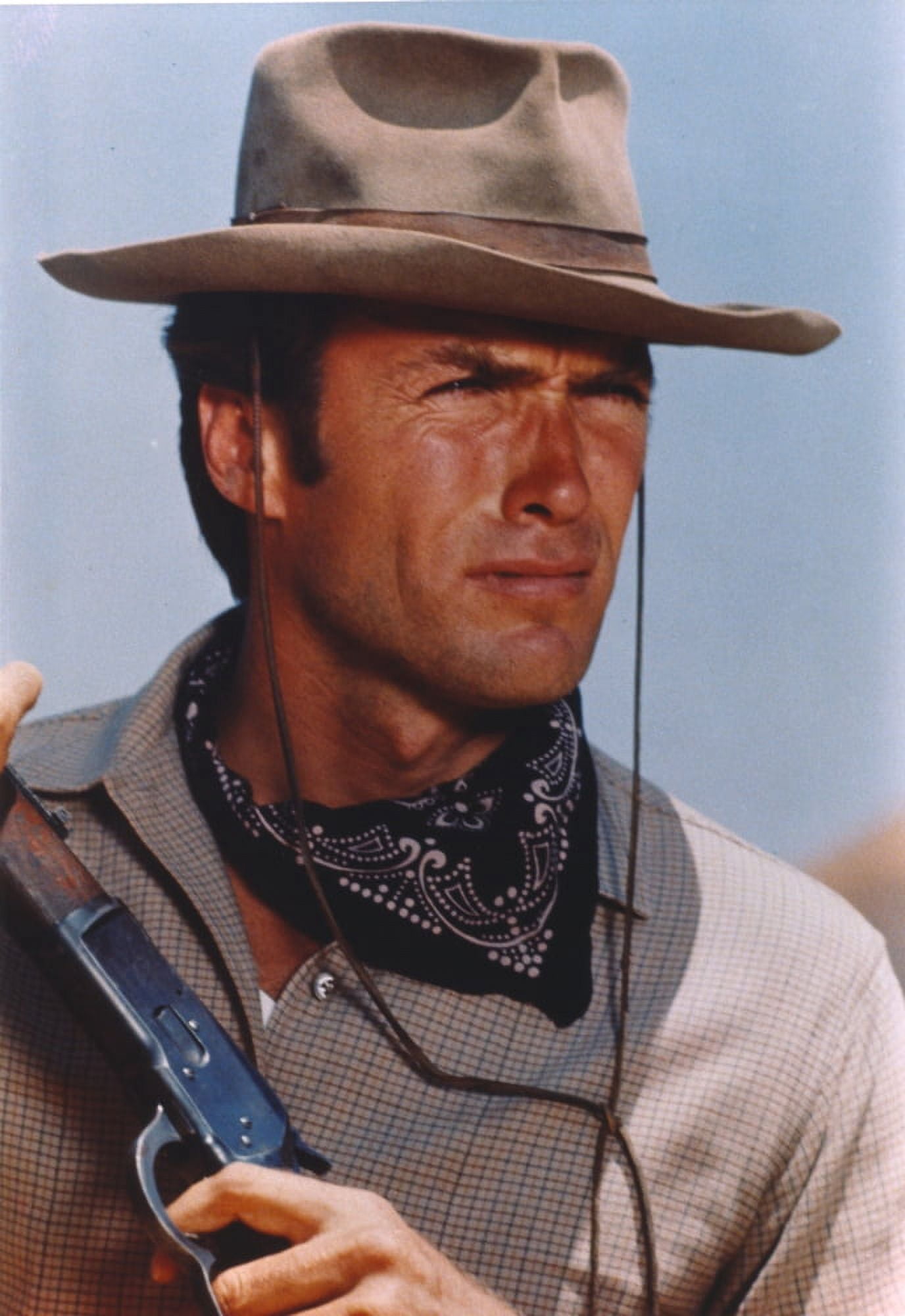 Clint Eastwood Movie Scene in Cowboy Hat with Black Scarf Photo Print 24 x 30
