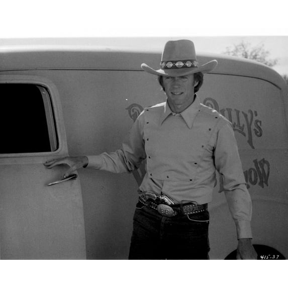 Clint Eastwood Posed in White Long Sleeve with Cowboy's Hat Photo Print (24 x 30)
