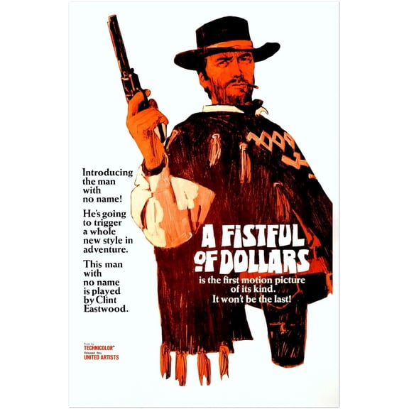 Clint Eastwood Poster - Fistful of Dollars Movie Print, US Version (12x18Inches)