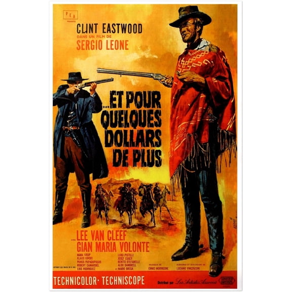 Clint Eastwood Poster - For a Few Dollars More Movie Print, French Version (24x36Inches)