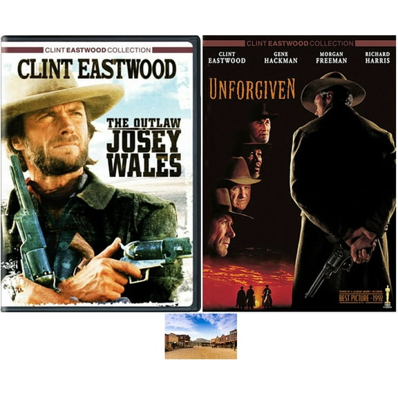 Clint Eastwood Western Double Feature THE OUTLAW JOSEY WALES & UNFORGIVEN Includes Western Movie Set Art Card