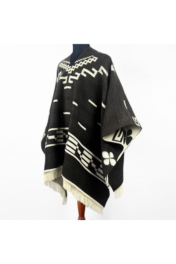 Clint Eastwood Western cowboy Poncho Serape replica handmade of Alpaca wool Unisex - black