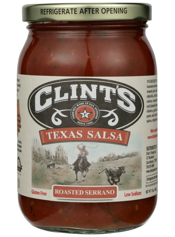 Clint'S Texas Salsa, Roasted Serrano, 16 Oz.