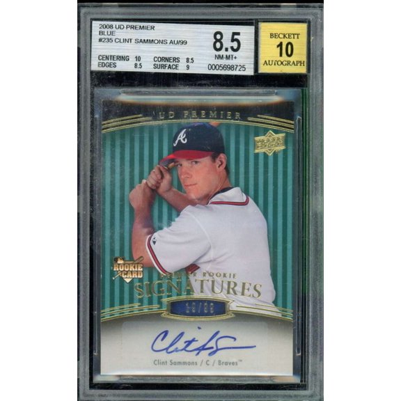 Clint Sammons Rookie Card 2008 UD Premier Blue Auto (19/99) #235 BGS 8.5