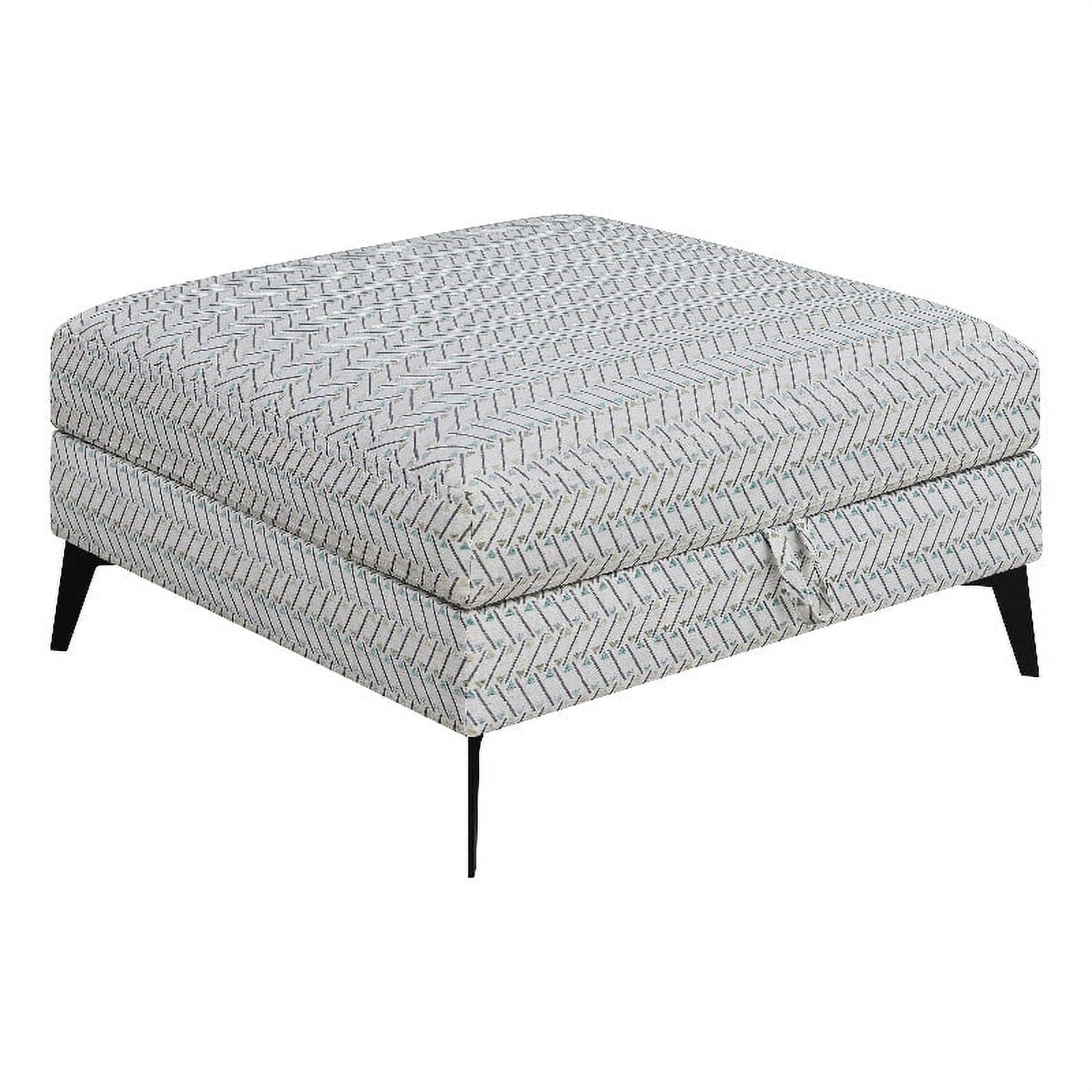 Gray Tufted Storage Ottoman with Black Metal Legs