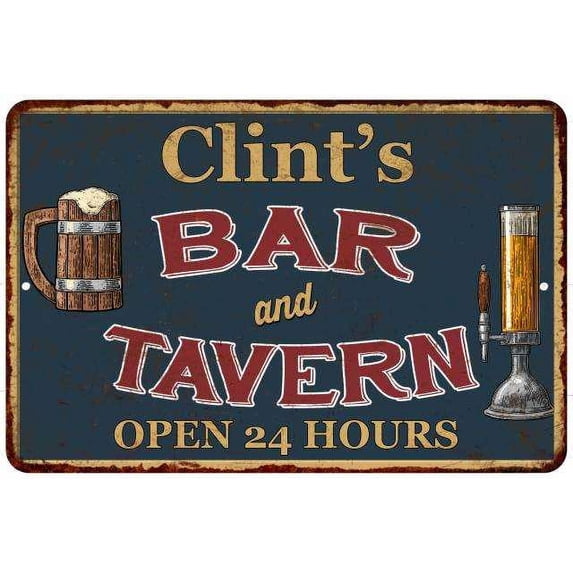 Clint's Green Bar & Tavern Rustic Sign Decor 8x12 208120047390
