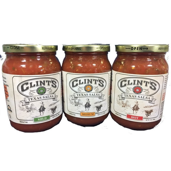 Clint's Texas Salsa Sampler 16oz Jar (Pack of 3 Different Flavors)