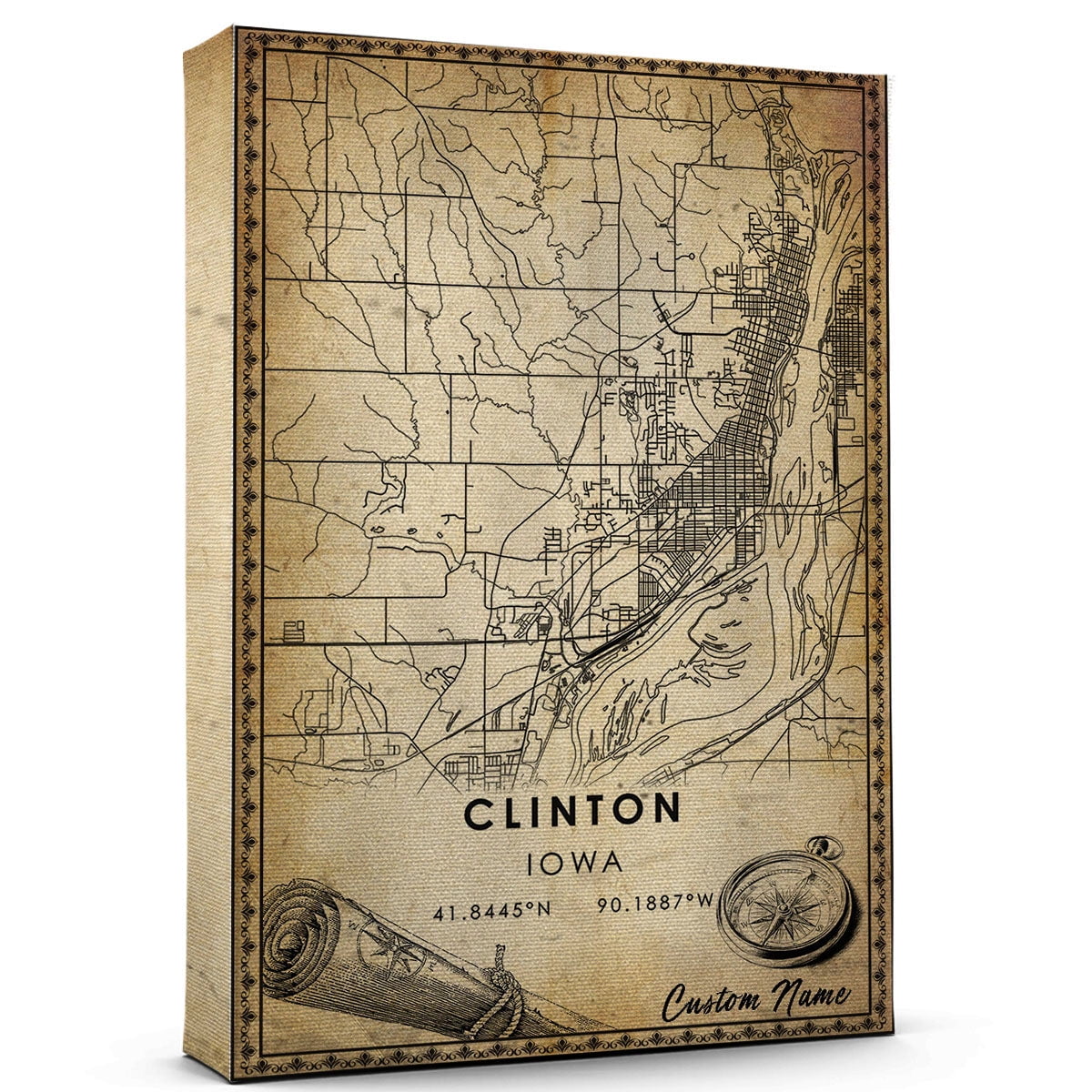 Clinton Map Poster, Iowa Map Art Poster, Canvas, Clinton Map City ...
