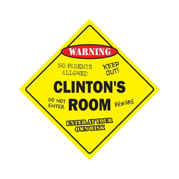 Clinton's Room Sign Crossing Zone Xing | Indoor/Outdoor | 12" Tall kids bedroom decor door children's name boy girl