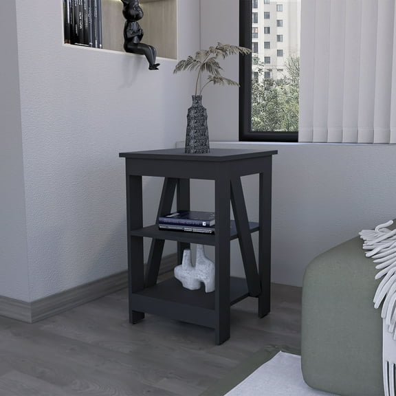 Clio Auxiliary Table: 2-Shelf Storage Side Table for Living Rooms & Small Spaces