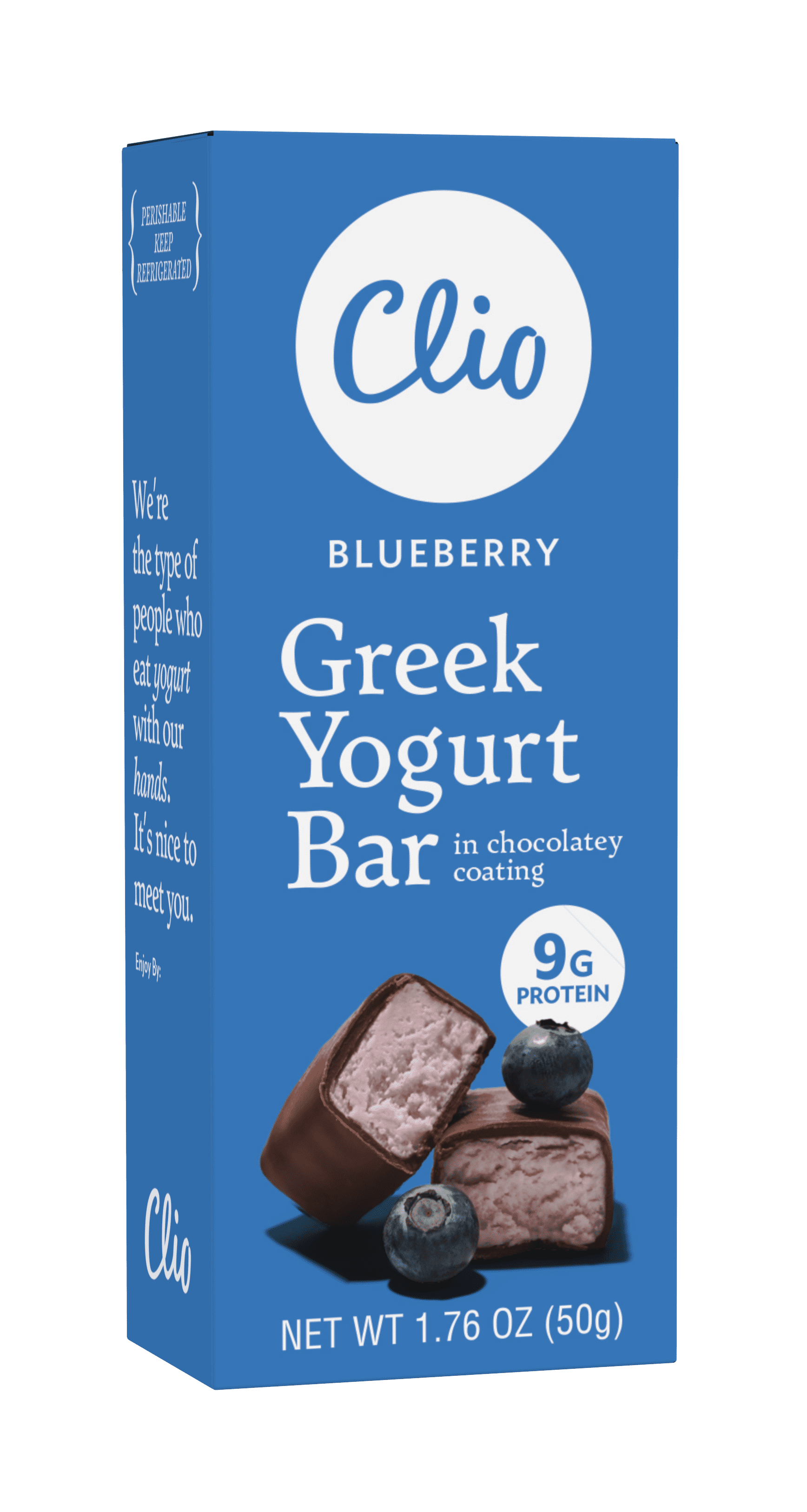 Clio Blueberry Greek Yogurt Bar in Chocolatey Coating, 1.76 oz