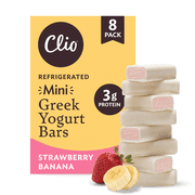 Clio Strawberry Banana Greek Yogurt Mini Bar in Yogurt Coating, 0.78 oz, 8 Ct