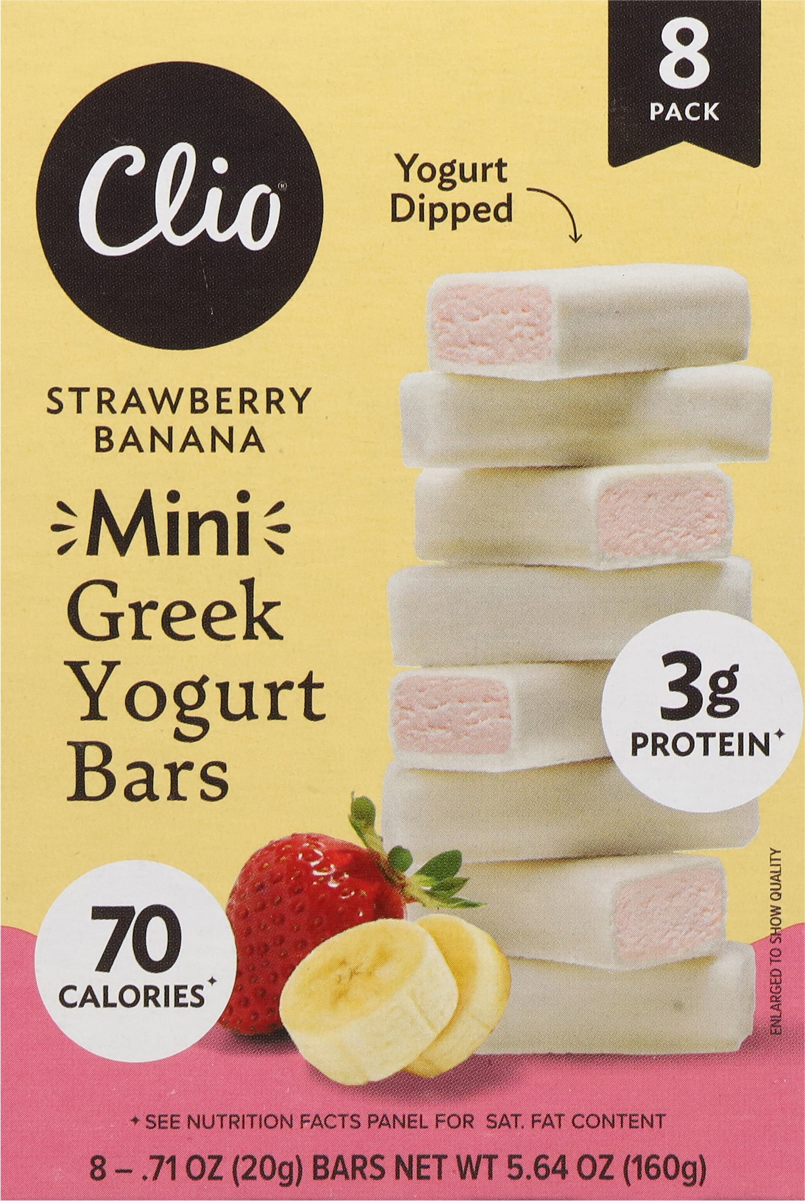 Clio Strawberry Banana Greek Yogurt Mini Bar in Yogurt Coating, 0.78 oz