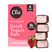 Clio Strawberry Greek Yogurt Bar in Chocolatey Coating, 1.76 oz, 4 Ct