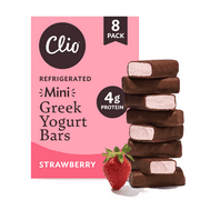 Clio Strawberry Greek Yogurt Mini Bar in Chocolatey Coating, 0.78 oz, 8 Ct