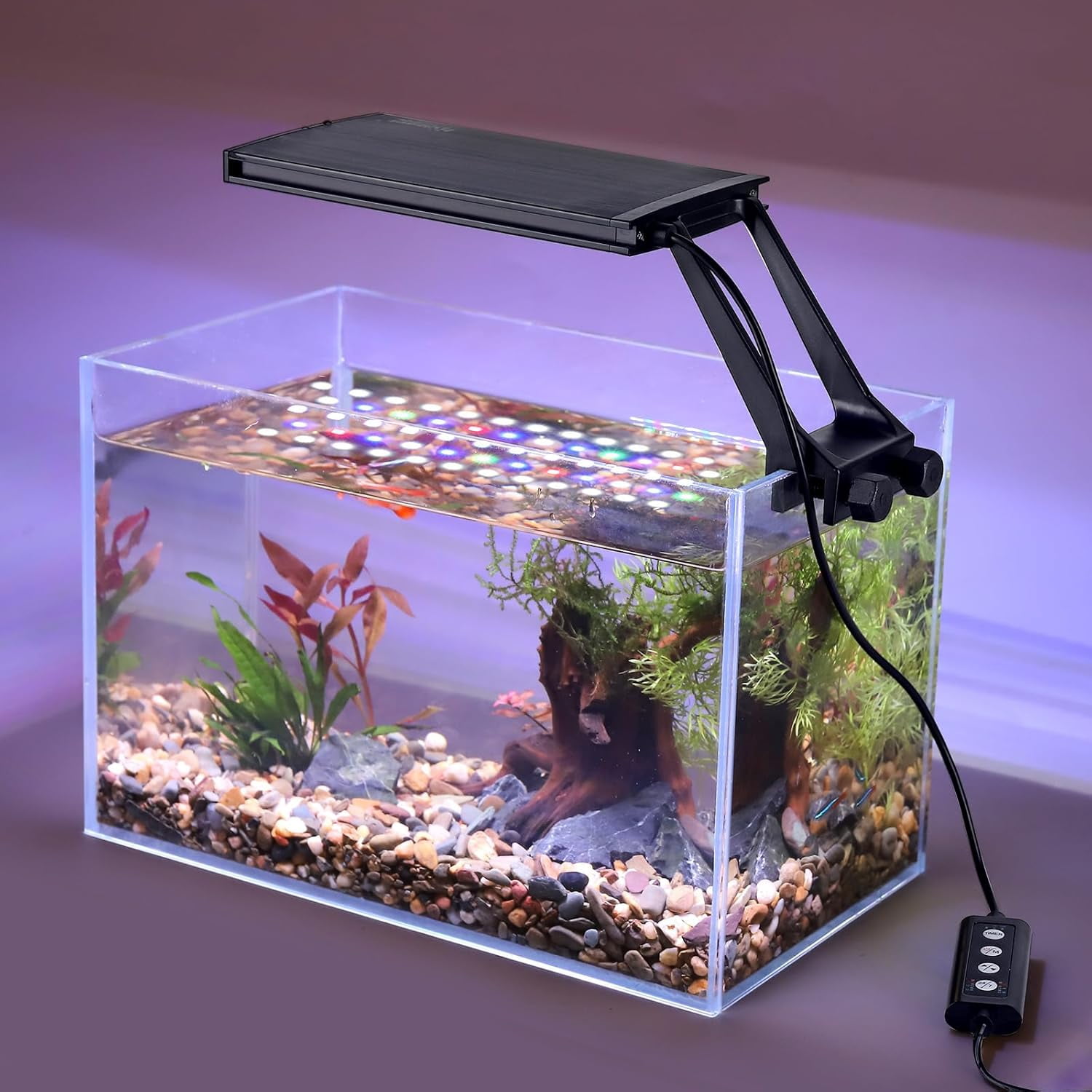 Clip On 24/7 Lighting Aquarium LED Light,Sunrise-Daylight-Moonlight and ...