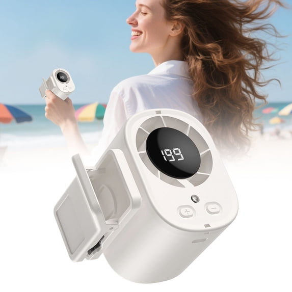 Clip on Air Conditioner Fan with LED Display, Portable Fan, USB Rechargeable Personal Fan, 360° Rotation and 199 Speeds, Hands-Free Mini Fan for Bike, Office, Travel, and Camping, Desk Fan
