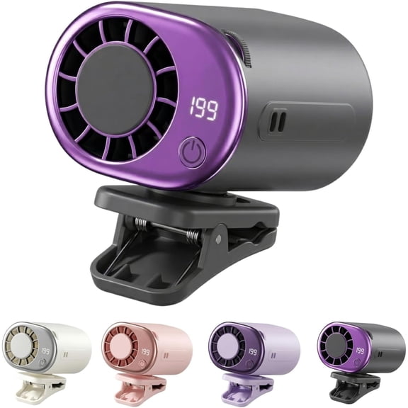 Clip On Air Conditioner Fan with Semiconductor Cooling, 199 Speeds Adjustable Portable Mini Cooling Fan with LED Display, 360° Rotation, USB Rechargeable for Car, Desk, Bike, Outdoor (Black)