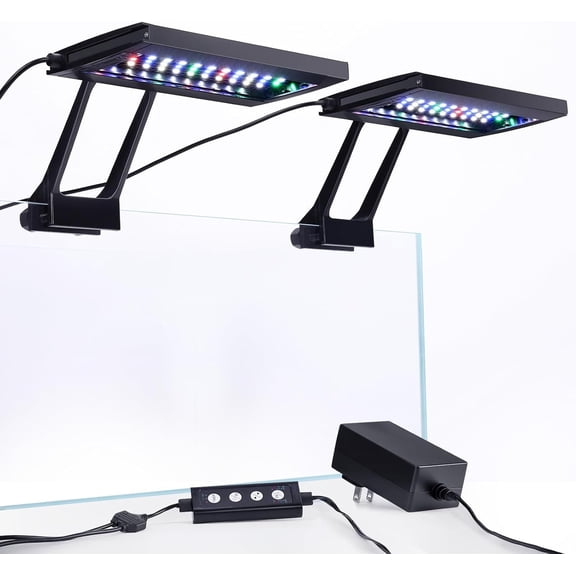 Clip Aquarium LED Light with Multi- Controller, Fish Light 24/7 Lighting Sunrise-Daylight-Moonlight and DIY Mode, Adjustable Timer/Brightness Light 7 Colors for Freshwater (2)