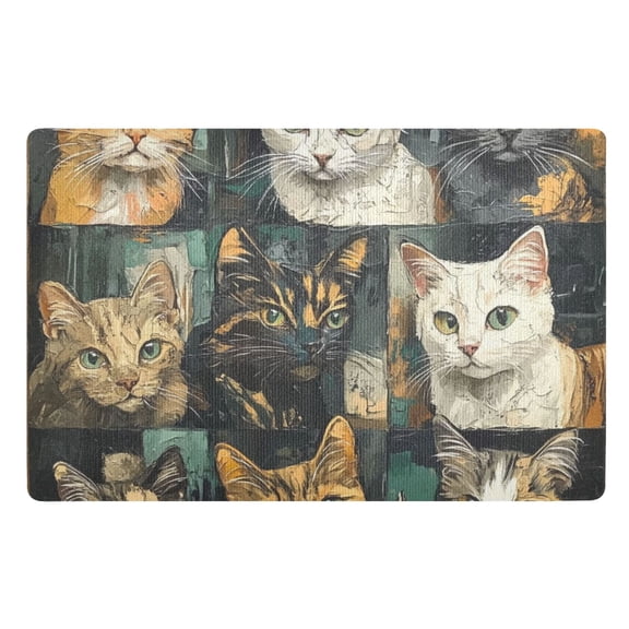 Clip Art Cat Floor Door Mat Outdoor Indoor for Home Entrance Welcome Mats 32"x20"
