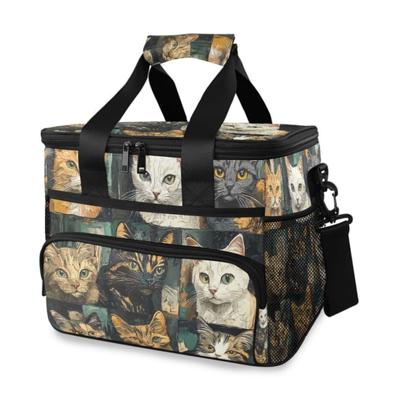 Clip Art Cat Insulated Lunch Bag 15L Cooler Box for Women Men Work Camping Beach Travel