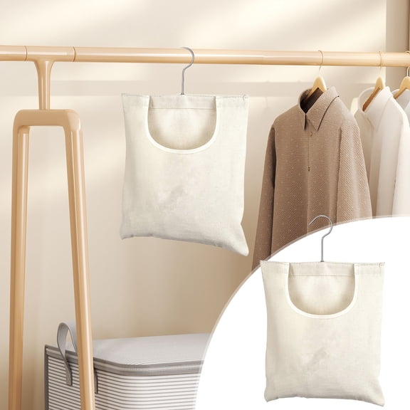Clothespin Storage Bag Hanging Organizer, Canvas Laundry Clip Holder with Stainless Steel Hook for Drying Racks and Clotheslines, Reinforced Design, Topliu