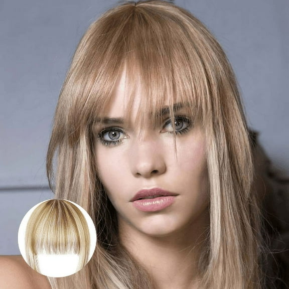 Clip in Bangs Bangs Hair 100% Real Human Hair Bangs Bangs Clip in Hair Extensions Human HairHandwoven Air Bangs with Sideburns Curved Bangs for Daily Wear