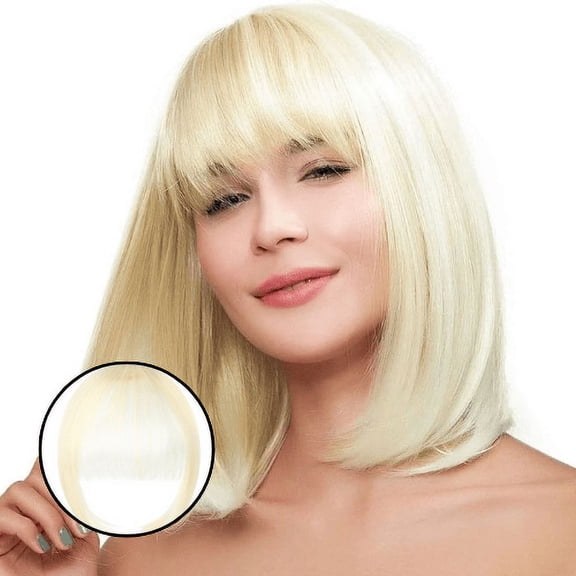 Clip in Bangs Bangs Hair 100% Real Human Hair Bangs Bangs Clip in Hair Extensions Human HairHandwoven Air Bangs with Sideburns Curved Bangs for Daily Wear