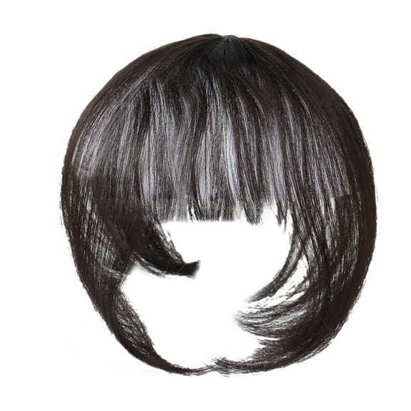 Clip in Bangs Hair Extensions, Invisible 3D Air Wig, Natural Multi-directional Wispy Bangs with Temples, Secure Clips, Breathable Lace, Black Brown 8.66'' Daily Wear