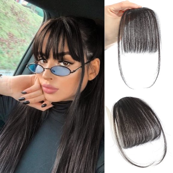 Clip In Bangs - Human Hair Clip In Wigs, Carded, Easy to Wear, Adjustable, Natural Hair Extensions, French Bangs, Party, Wedding, Daily Use, Holiday, Halloween, Cosplay Wedding, Halloween, Christmas
