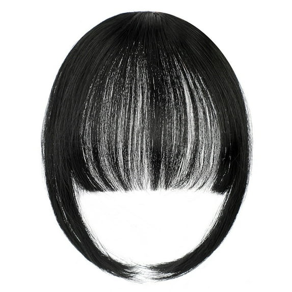 Clip in Bangs Real Human Hair Fake Bangs Clip in Hair Extensions Clip on Bangs for Women Wispy Fringe Bangs Natural Hair Pieces for Daily Wear (Black Brown)