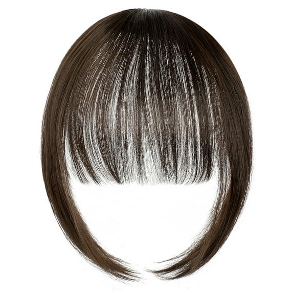 Clip in Bangs Real Human Hair Fake Bangs Clip in Hair Extensions Clip on Bangs for Women Wispy Fringe Bangs Natural Hair Pieces for Daily Wear (Dark Brown)