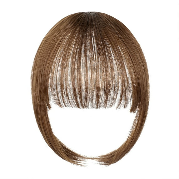 Clip in Bangs Real Human Hair Fake Bangs Clip in Hair Extensions Clip on Bangs for Women Wispy Fringe Bangs Natural Hair Pieces for Daily Wear (Light Brown)